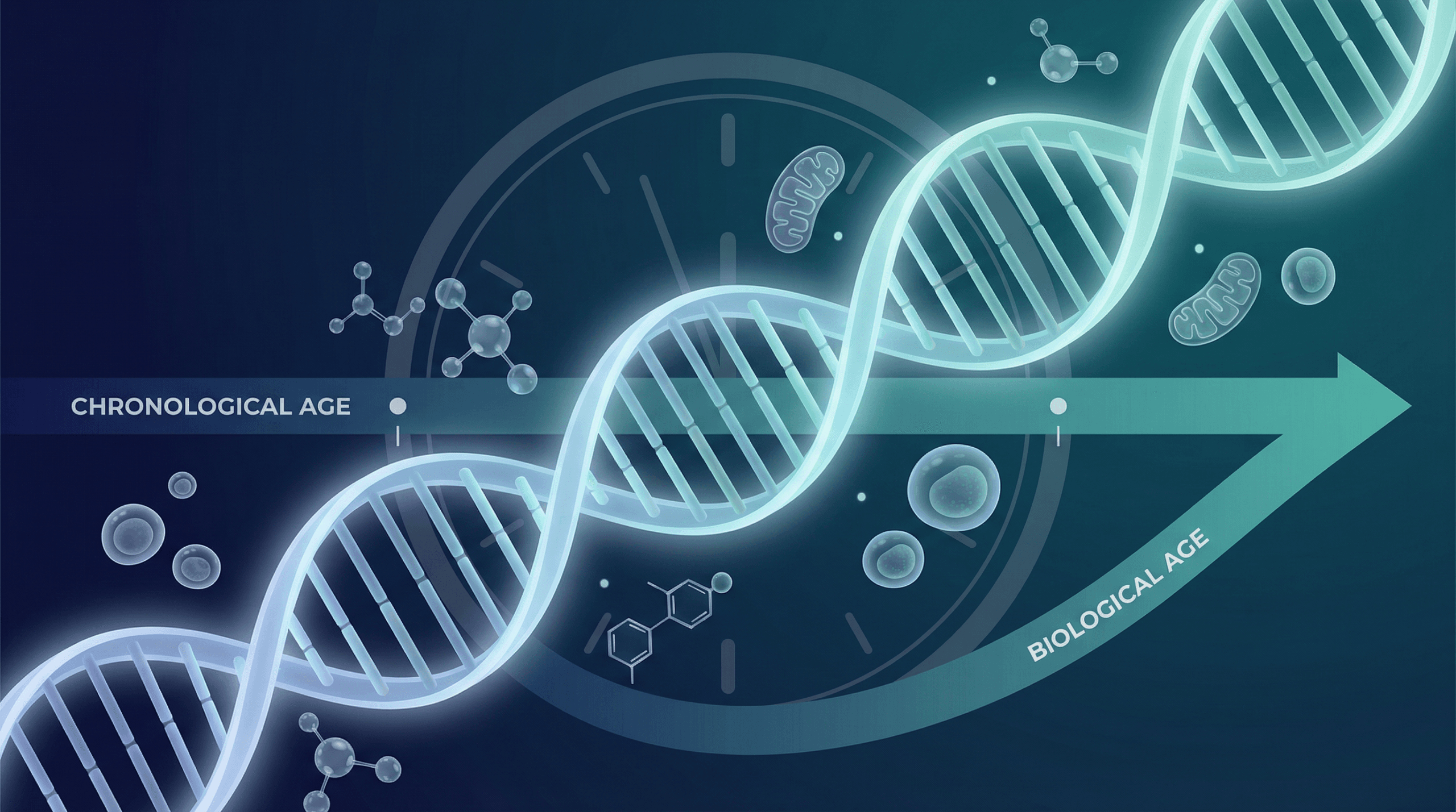 Biological age vs chronological age concept illustration